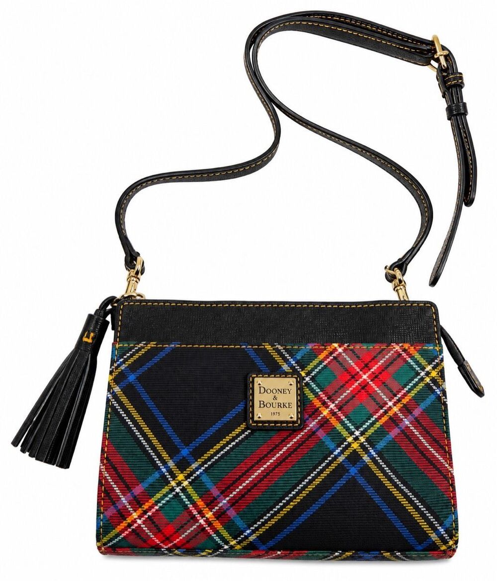 Dooney & Bourke Black Tartan Plaid Kenzie Convertible Crossbody Clutch